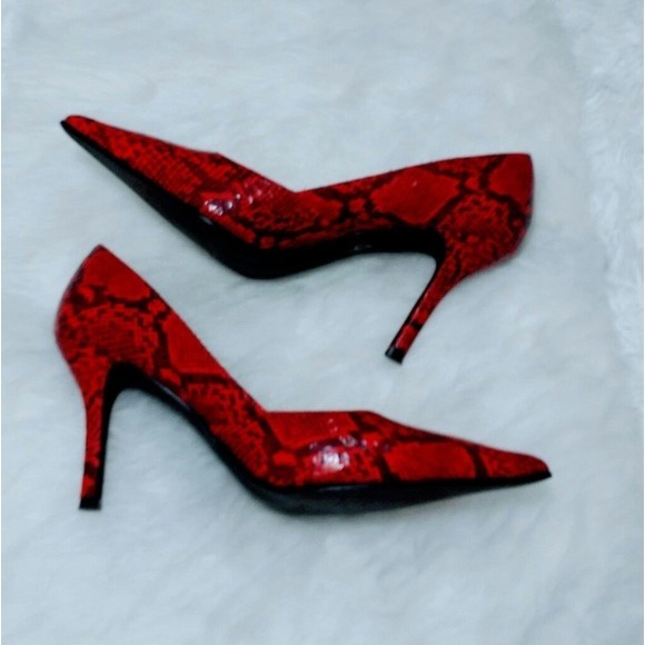 Rampage Red Snakeskin Pointed Toe Stiletto Heels Pumps Women’s Shoes Size 6 - Picture 4 of 7